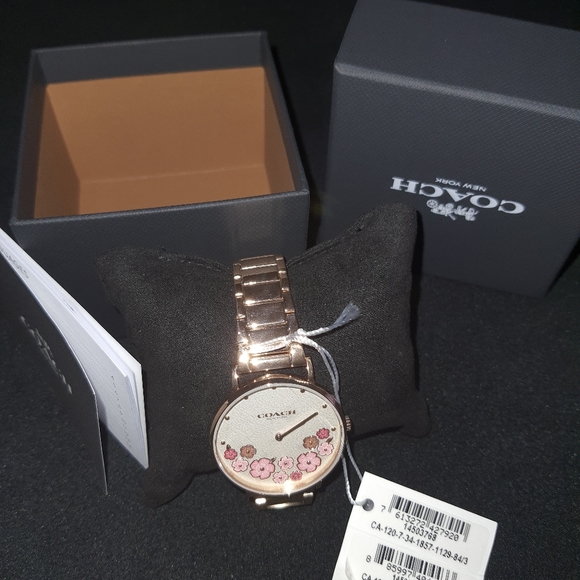New With Tags Womens Coach Rose Floral Watch 36mm - Picture 2 of 4